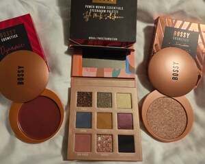 Bossy Cosmetics Power Woman Essentials Bundle (Eyeshadow Pallette, Blush, Highli